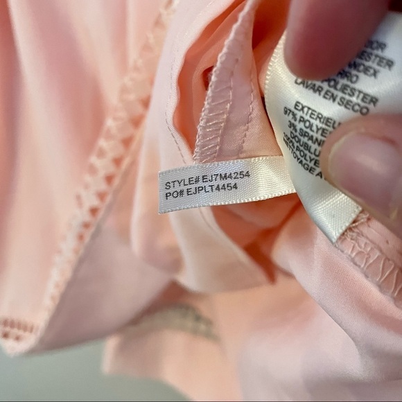 Eliza J 3/4 Bell Sleeve Lace Accent Pastel Pink Peach Dress 16 - Picture 11 of 15